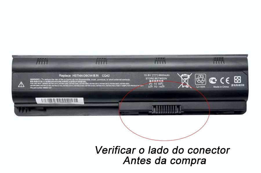 Bateria para Notebook Compatível Hp G42 Dv5 G4-1190 593553-001 Mu06 Mu09 6 Células 10.8V