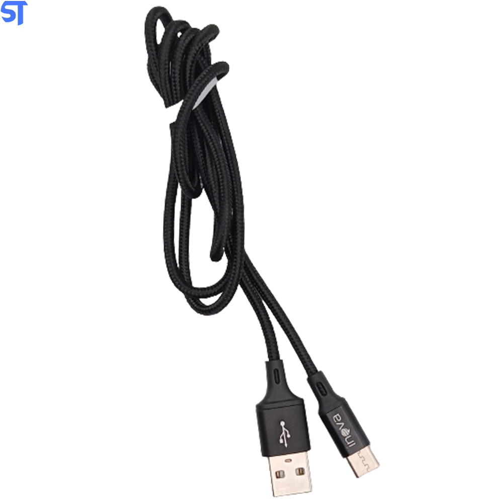 Cabo Tipo C Trançado Em Nylon Tubo  1 Metro Inova Preto