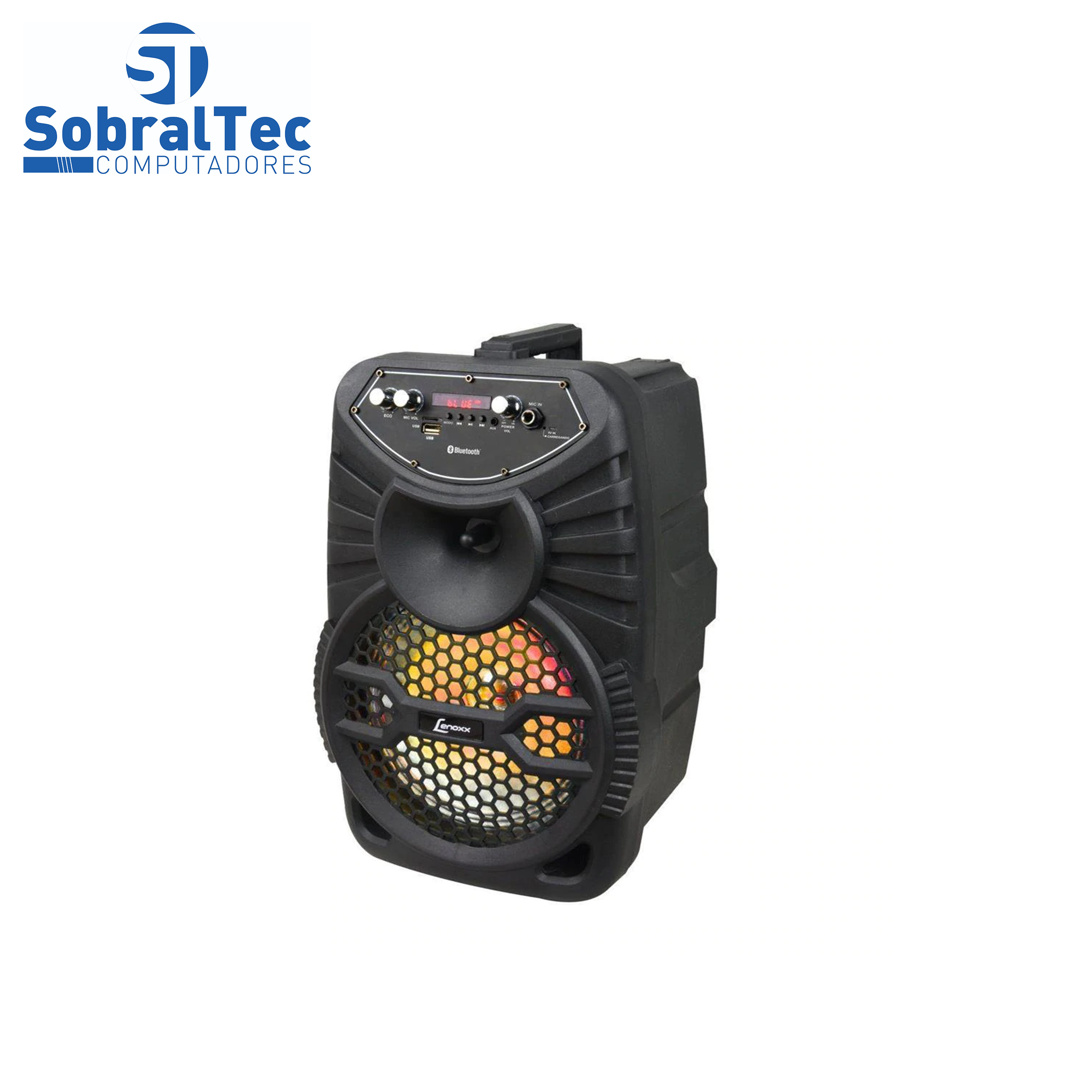 Caixa Amplificadora Lenoxx CA 100, Entradas USB/SD/AUX e para microfone, Rádio FM, MP3, Bluetooth e 150W RMS