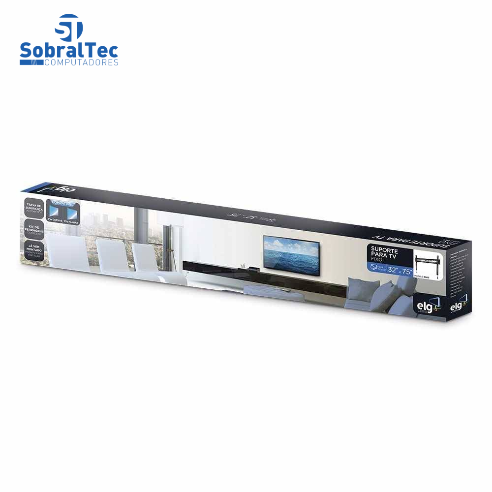 Suporte Fixo De Parede Com Travas TV LCD LED PLASMA 3D ELG E600 De 32 a 75