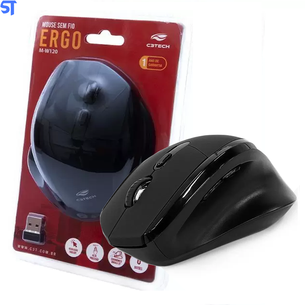 Mouse Sem Fio RC/Nano Ergo M-W120BK C3Tech