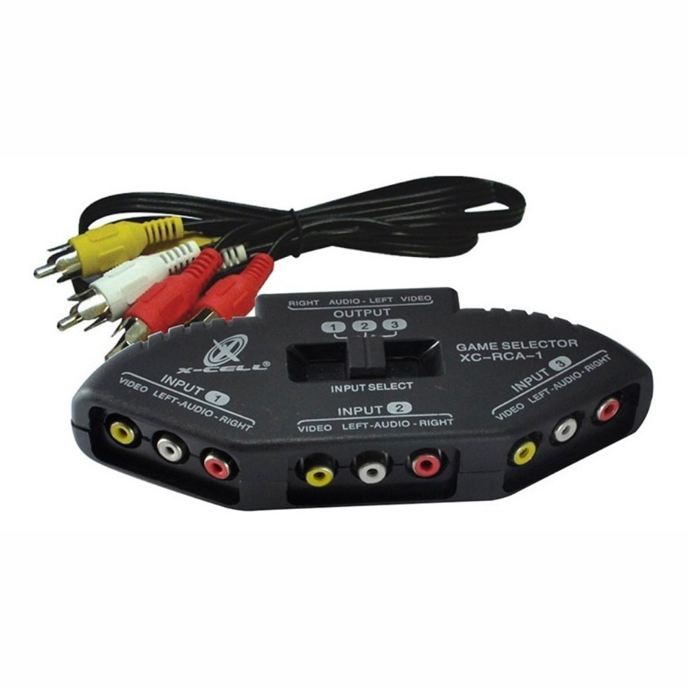 Chaveador Rca Av Áudio e Vídeo 3 Entrada 1 Saída Cabo Rca Xtrad Xd-5209 - Varias Cores