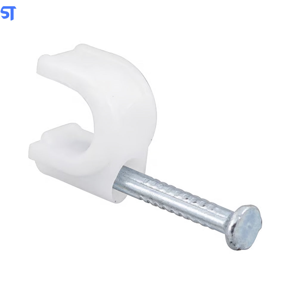 Pacote Fixa Fio Coaxial 6 Branco Com Prego 2mm x 25mm Com 20 Peças