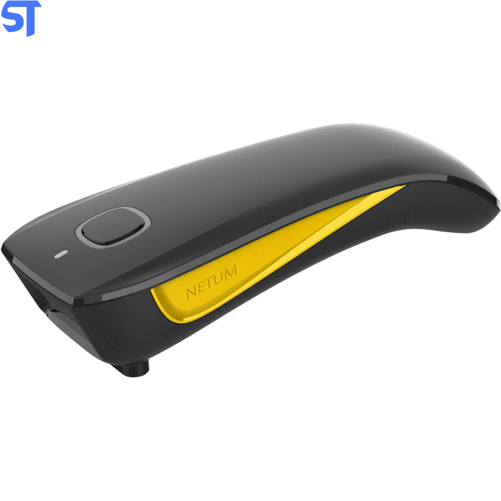 Leitor Código De Barras Bluetooth E USB NETUM C750 Preto Com Amarelo