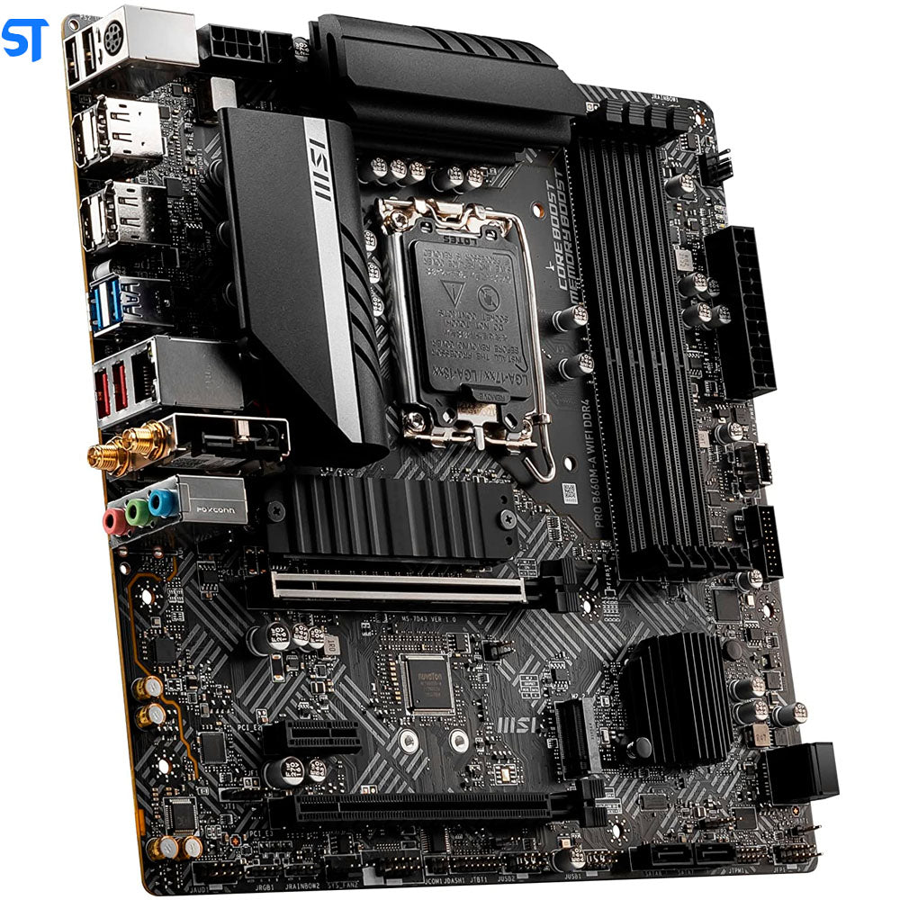 Placa mãe MSI PRO B660M-A WiFi DDR4 (mATX, soquete LGA 1700, DDR4, PCIe 4, LAN 2,5G, slots M.2, Wi-Fi 6) OEM S/Box
