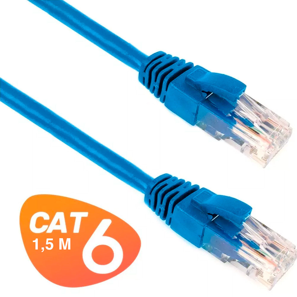 Cabo de Rede Cat.6 PC-ETH6U15BL 1.5 Metros Patch Cord PlusCable - Azul