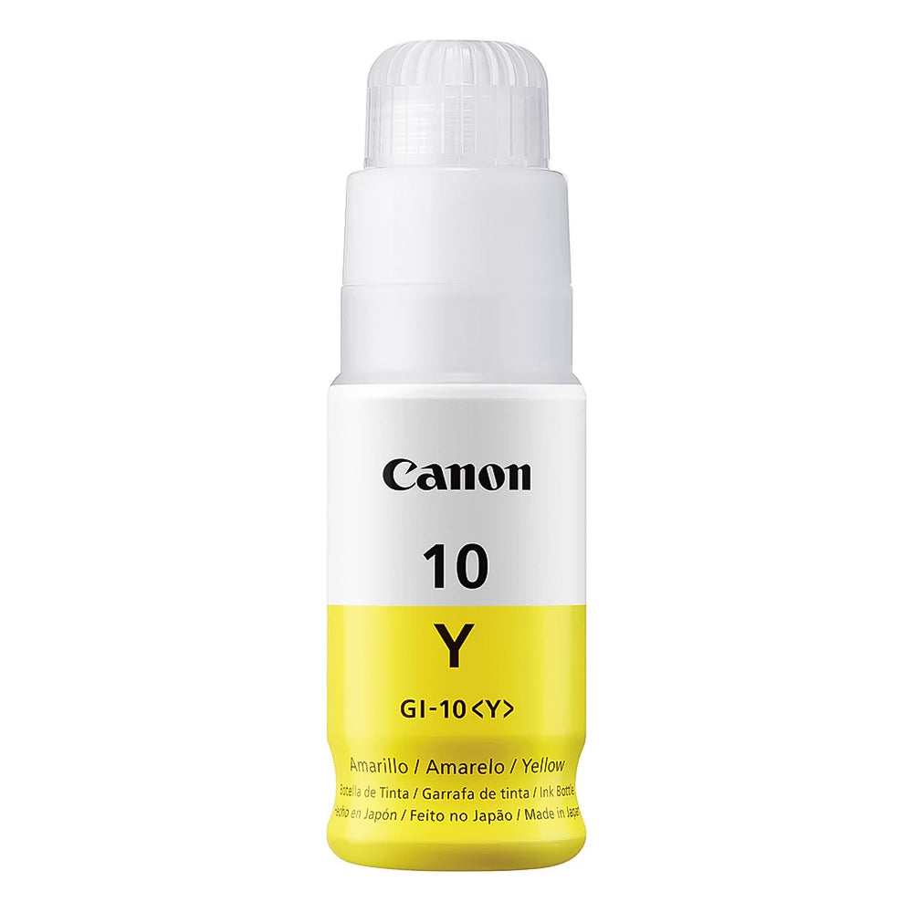 Garrafa de Tinta Canon GI 10Y Amarela 7.700 Paginas para Mega Tank G6010 G7010