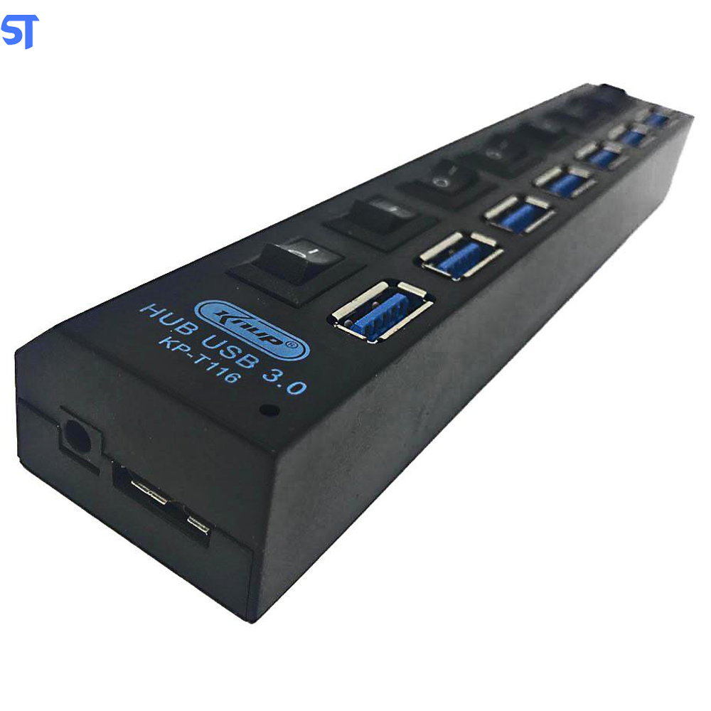 Switch Hub USB 3.0 Com 7 Portas e Botões LED Indicadores Knup KP-T116