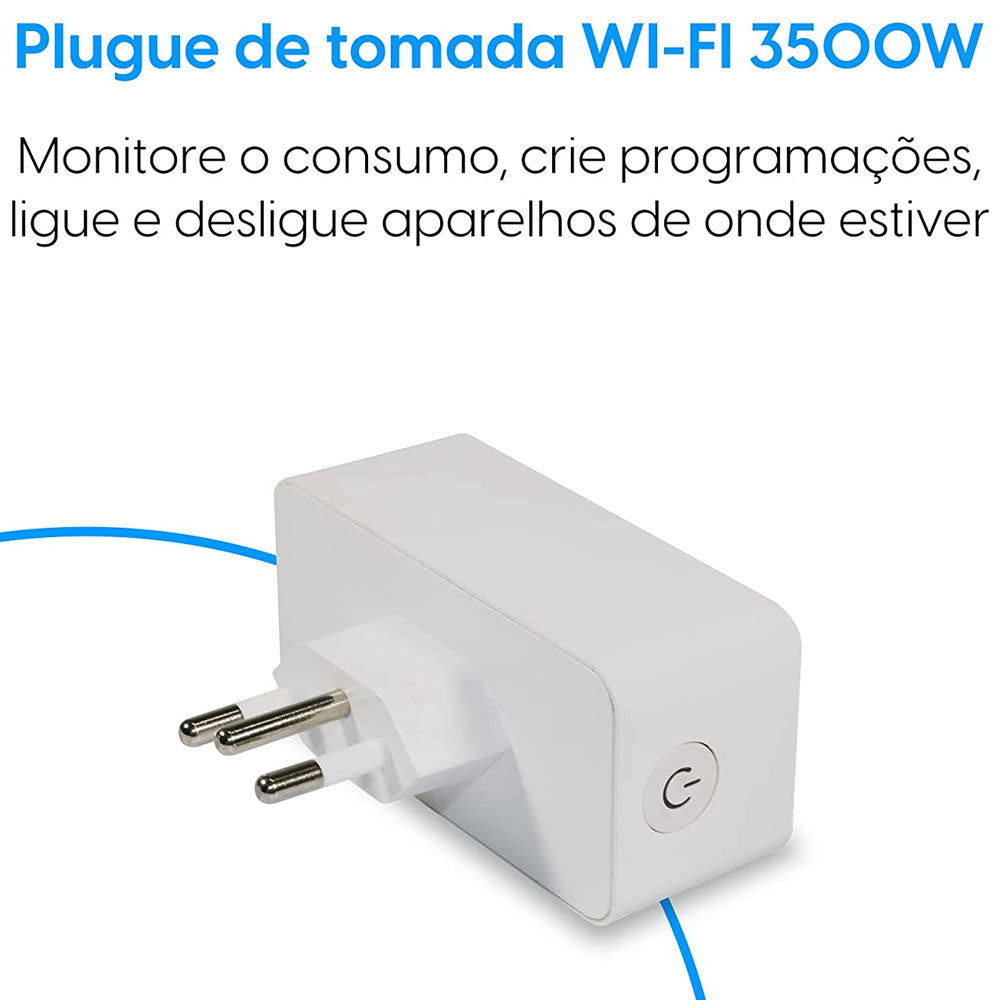 Plugue de Tomada Inteligente Wi-Fi Elgin 3 Pinos, 10A Elgin 48PLUGWIFI10 Compatível Com Alexa e Google Home