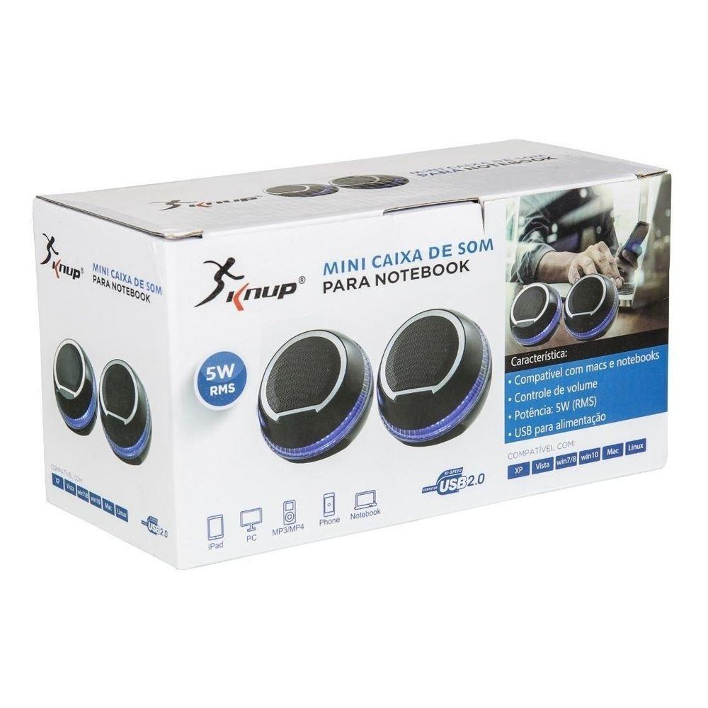 Caixa De Som Para PC Notebook 12W RMS 40Ohms Usb 2.0 Knup KP-7033