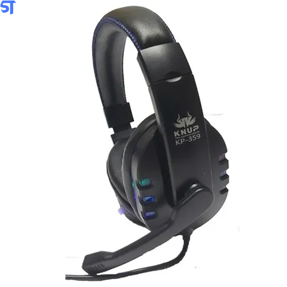 Fone De Ouvido HeadPhone Game Com Leds e Conexão Usb E Controle KP-359- Azul