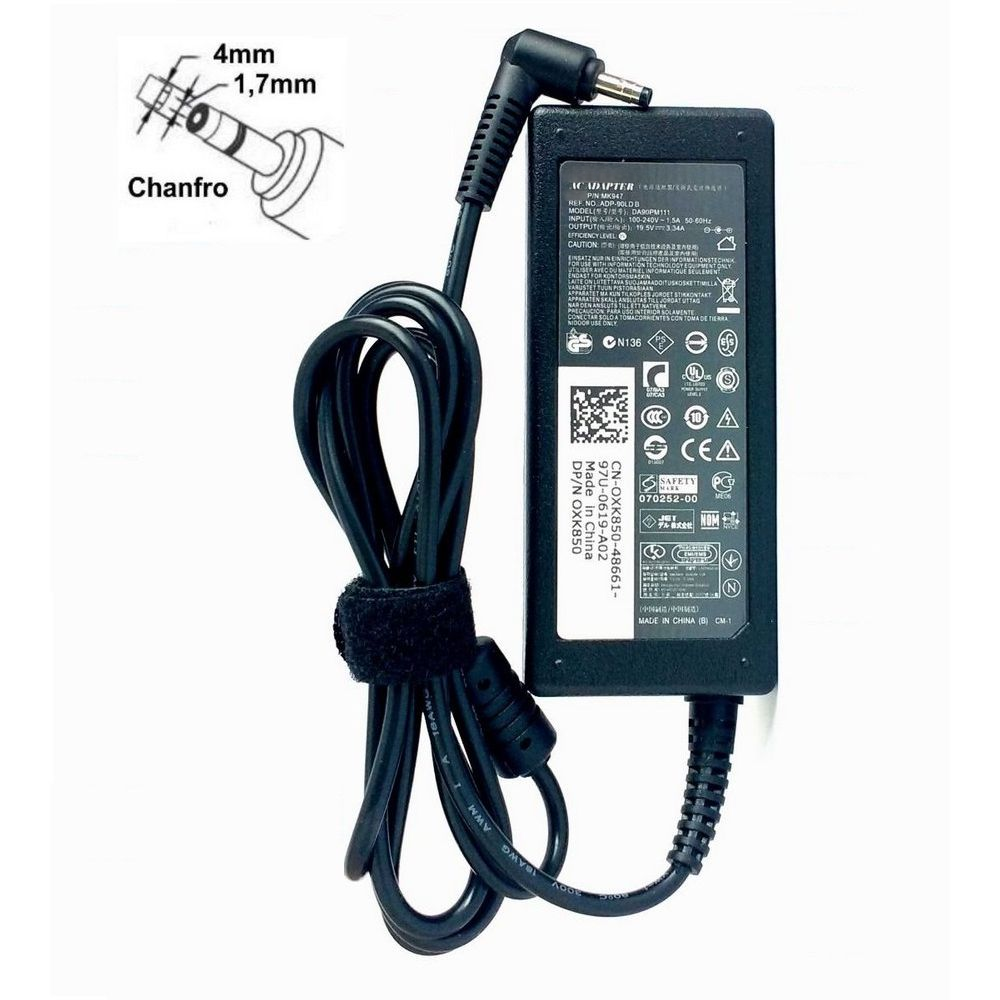 Fonte Ultrabook Dell 19,5v 3.34a 65W 5460 5470 P41G 65W (4.0x1.7)