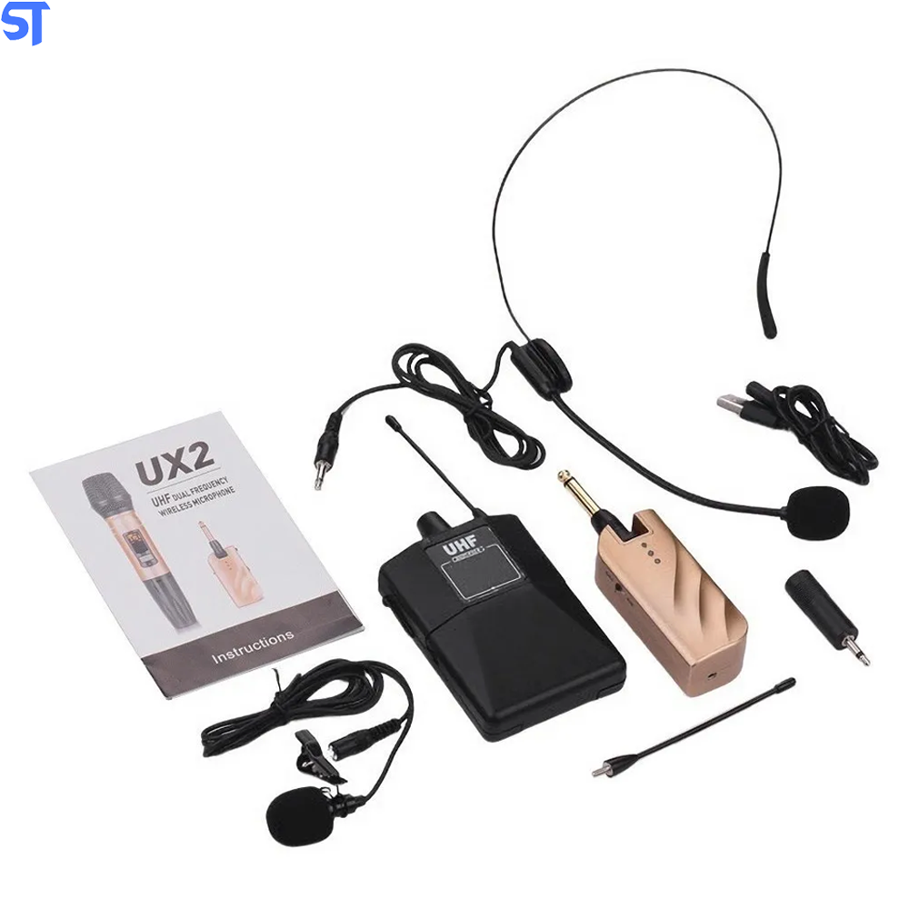 Conjunto De Microfones Sem Fio De Frequência Dupla Uhf Com 1