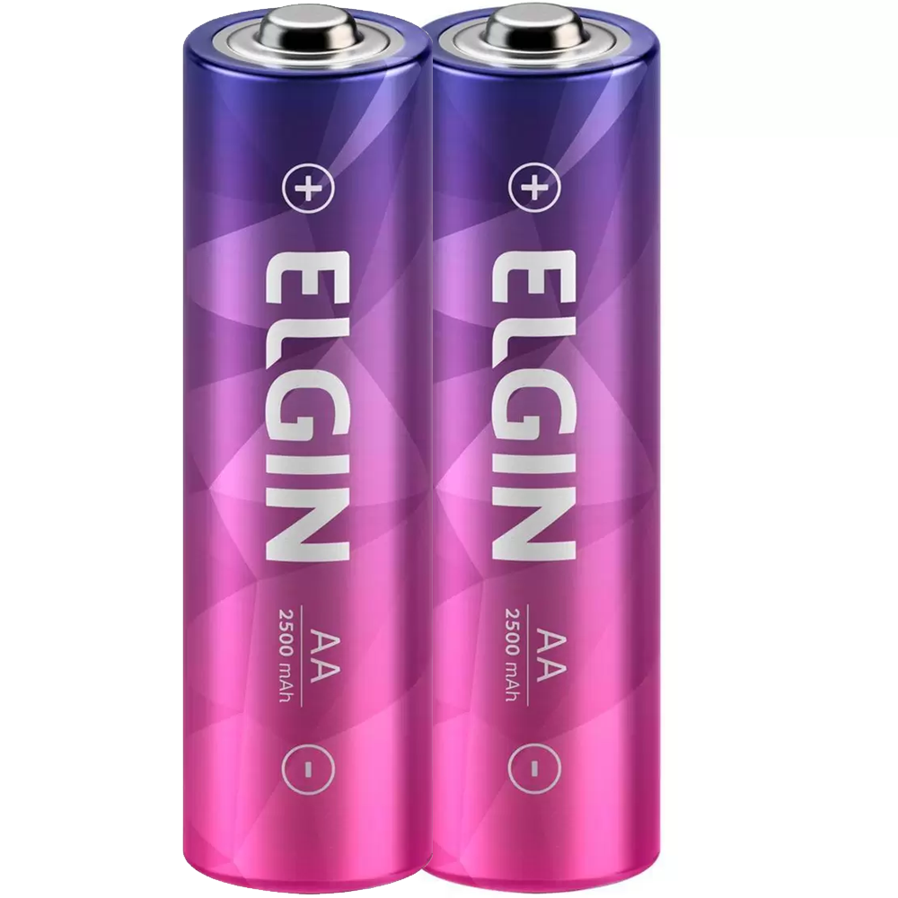 Pilha Recarregável AA - 1,2V 2500mAh Blister Com 2 Unidades Elgin ELE000000082172
