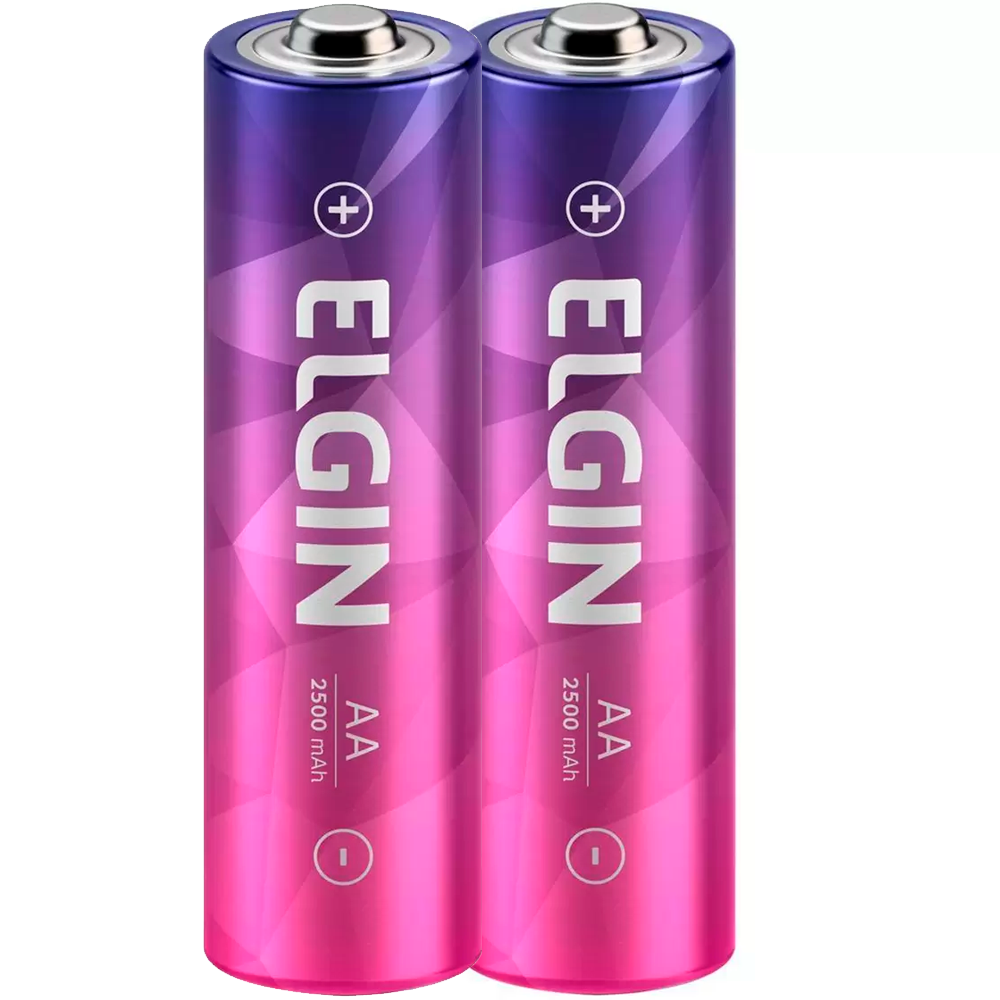 Pilha Recarregável AA - 1,2V 2500mAh Blister Com 2 Unidades Elgin ELE000000082172