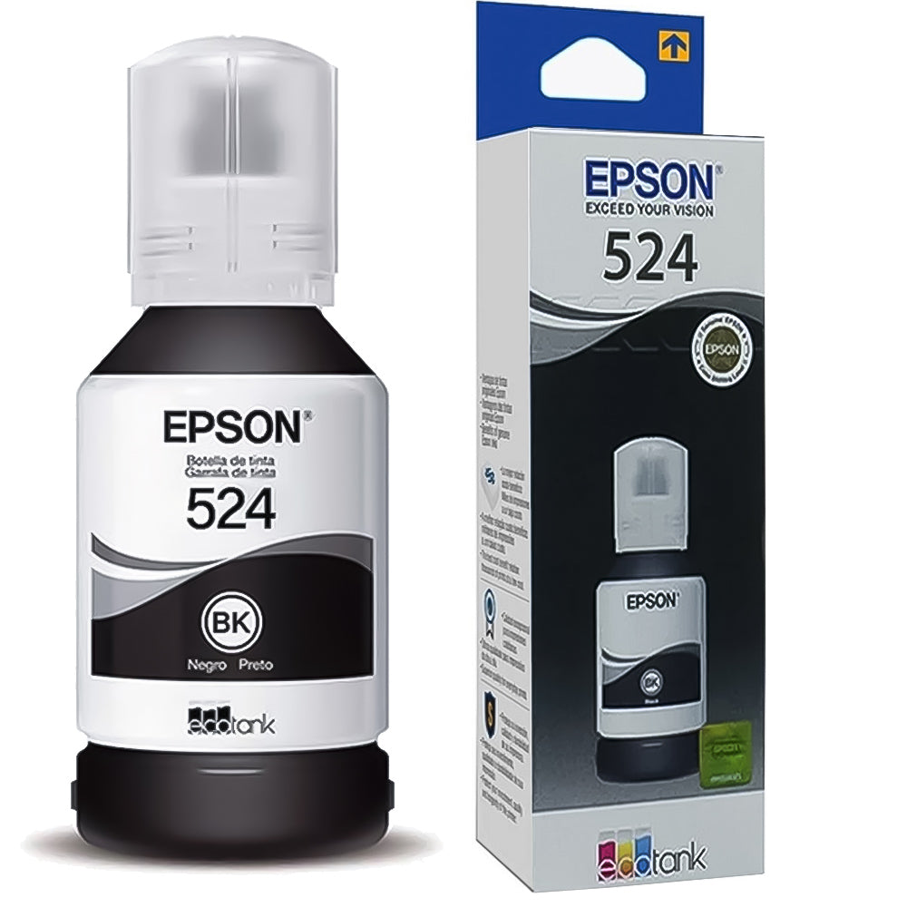 Refil de Tinta Epson 524 Preto BK 127ML Original T524120 Pigmentada Rendimento 7000 Páginas L15150/ T524220/ T524320
