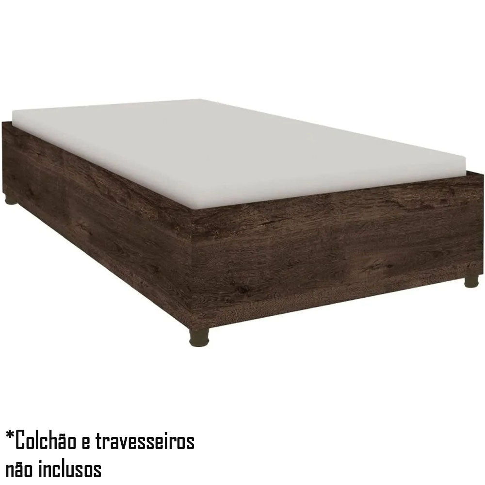 Cama Box Solteiro Mônaco - Cumaru Rustic - Tcil Móveis