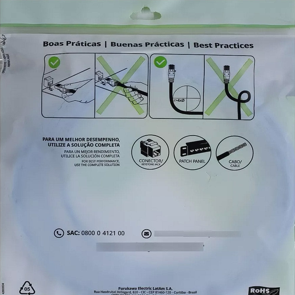 Cabo de Rede CAT.5e 2.5Metro U/UTP SohoPlus  T568A/B  Azul Claro 35104004