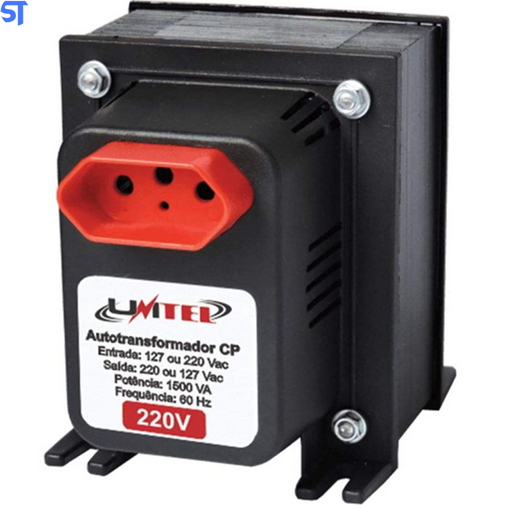 Autotransformador 1500VA Bivolt Tomada 10A 2 Portas +T Emplatec