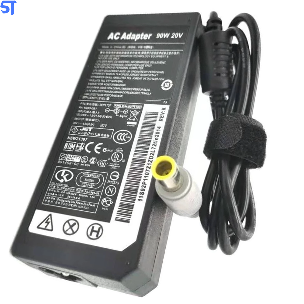 Fonte Carregador Notebook Lenovo 90W 20V 4.5A Pino 8.0 x 5.5mm Thinkpad E420 E430 T61 Pino Redondo
