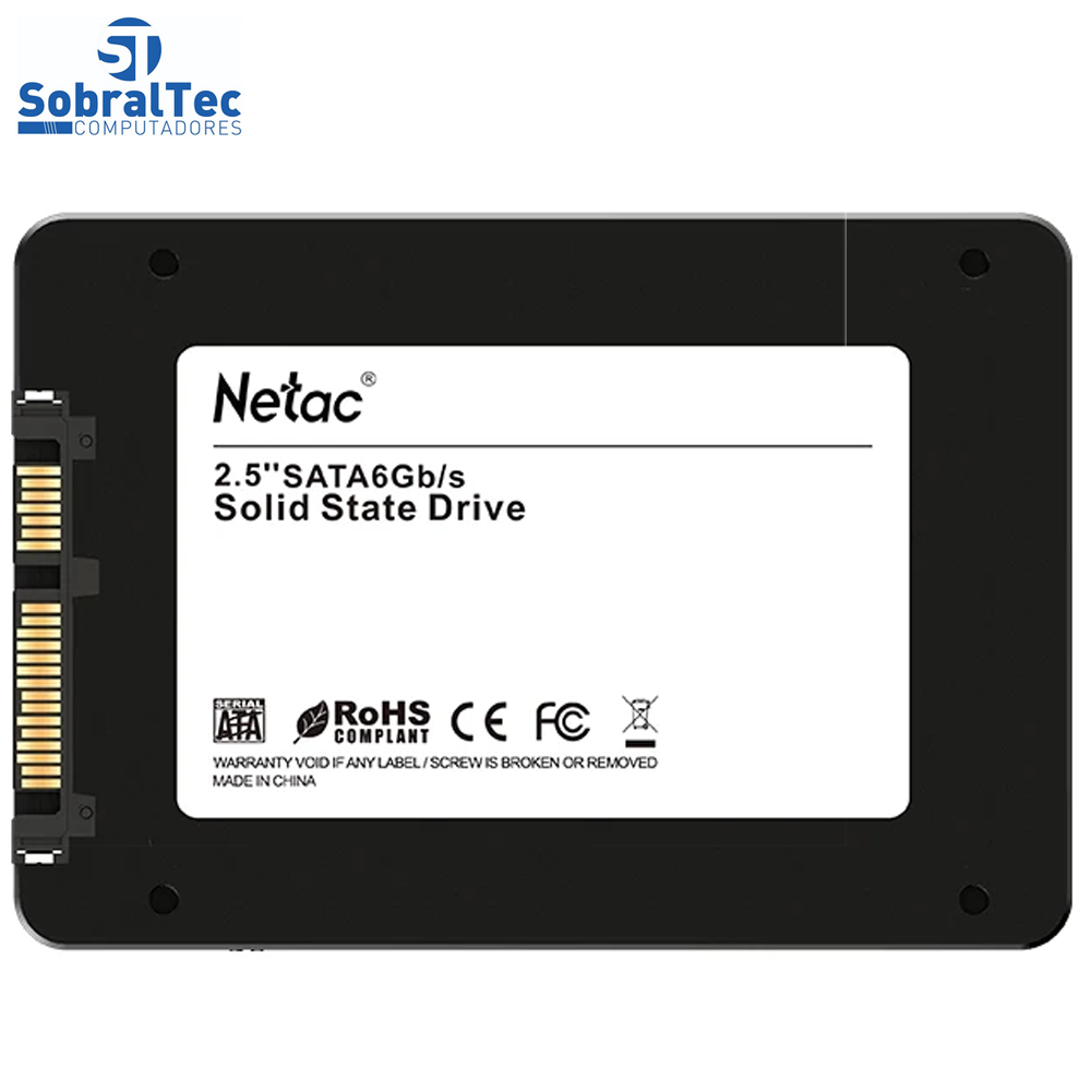 HD SSD 120GB Sata 3 500mb/s para Leitura e 350mb/s para Gravação Netac Black