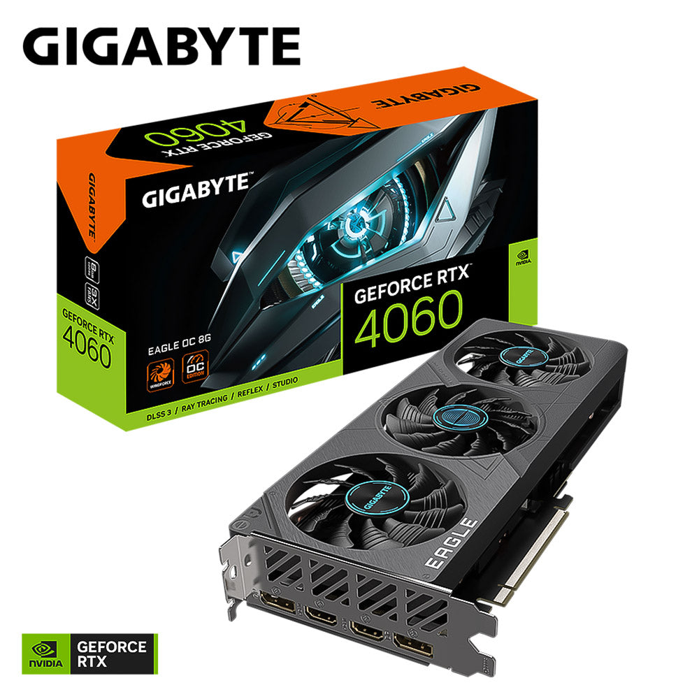 Placa de Vídeo Gigabyte NVIDIA GeForce RTX 4060 EAGLE OC, 8GB, GDDR6, DLSS, Ray Tracing, GV-N4060EAGLE OC-8GD