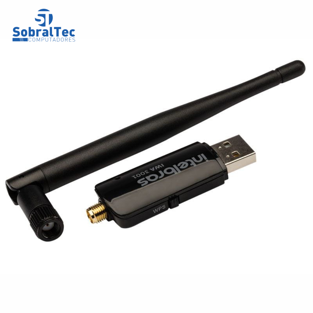Adaptador Wi-Fi  USB Intelbras IWA 3001 Wireless 300Mbps Com Antena 3,5dBi Alto Ganho