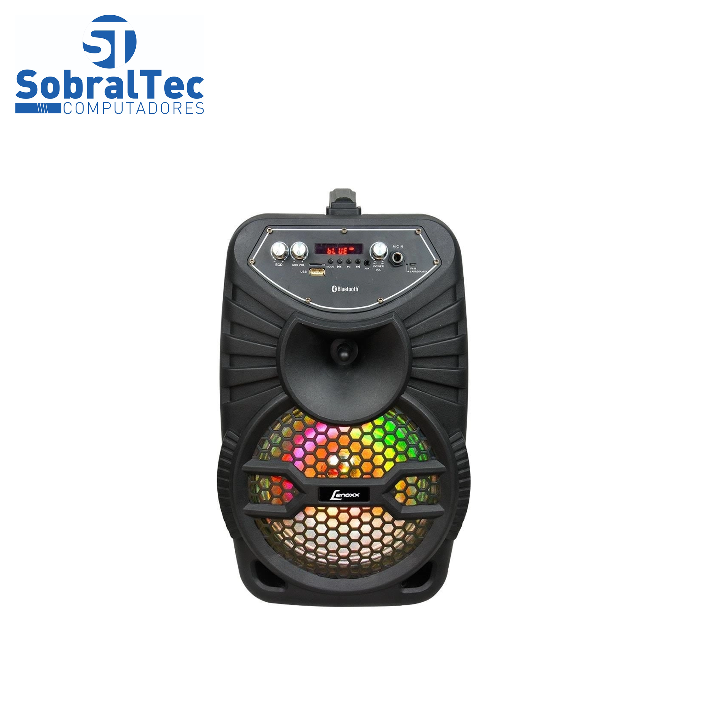 Caixa Amplificadora Lenoxx CA 100, Entradas USB/SD/AUX e para microfone, Rádio FM, MP3, Bluetooth e 150W RMS