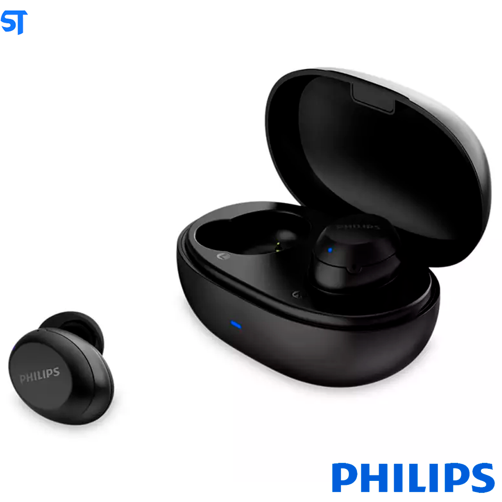 Fone De Ouvido Bluetooth Philips Tat1235Bk Preto Tws Com Microfone E Bateria De Até 18H, Resistente À Água Ipx5