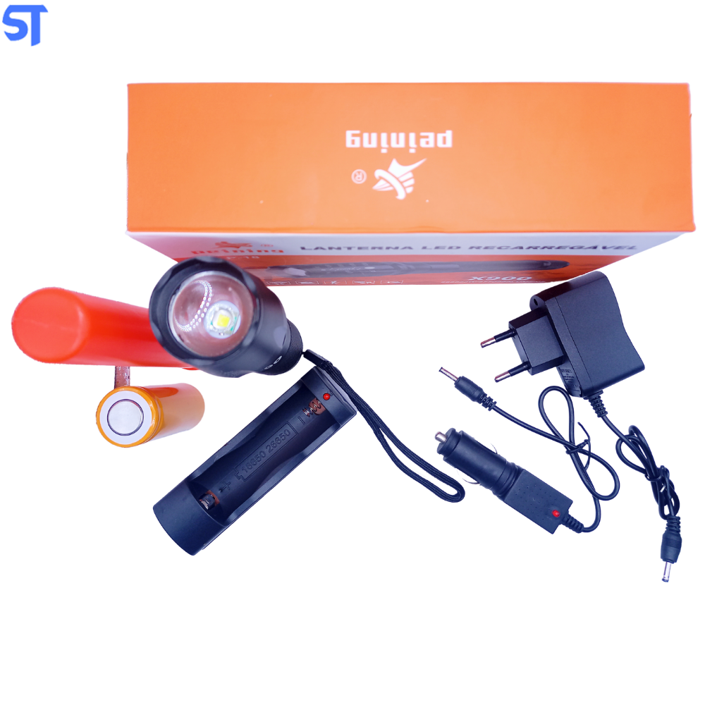 Lanterna Tática Multifuncional Led USB Recarregável Peining X900- P-18
