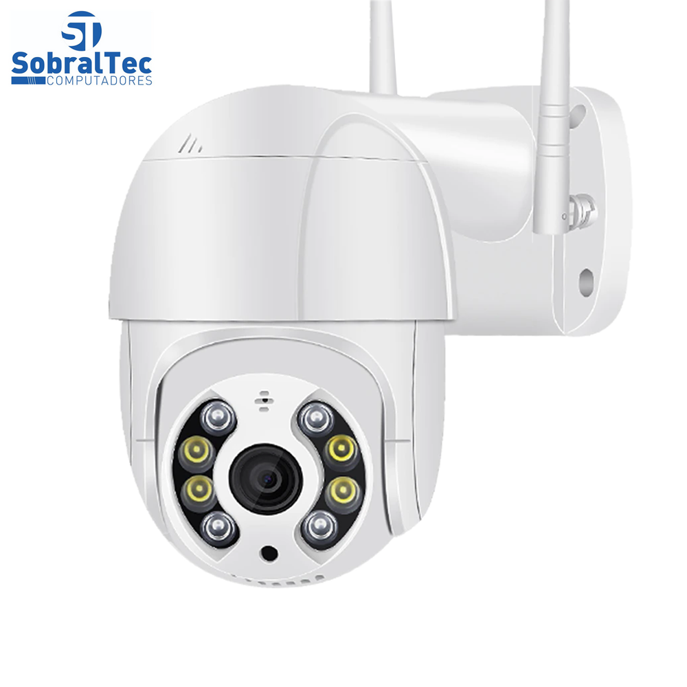Câmera IP Mini Speed Dome WI-FI Externa 3MP Com Cartão SD 64GB -Alerta De Duas Vozes- Detecção Humana Áudio Visão Noturn