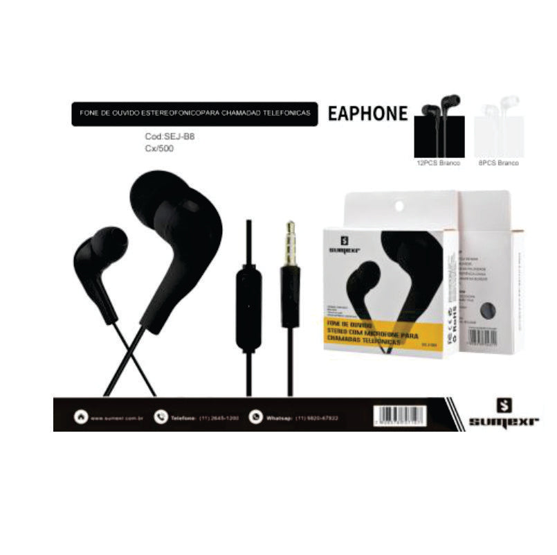 Fone de Ouvido Com Microfone Sumexr SEJ-B8