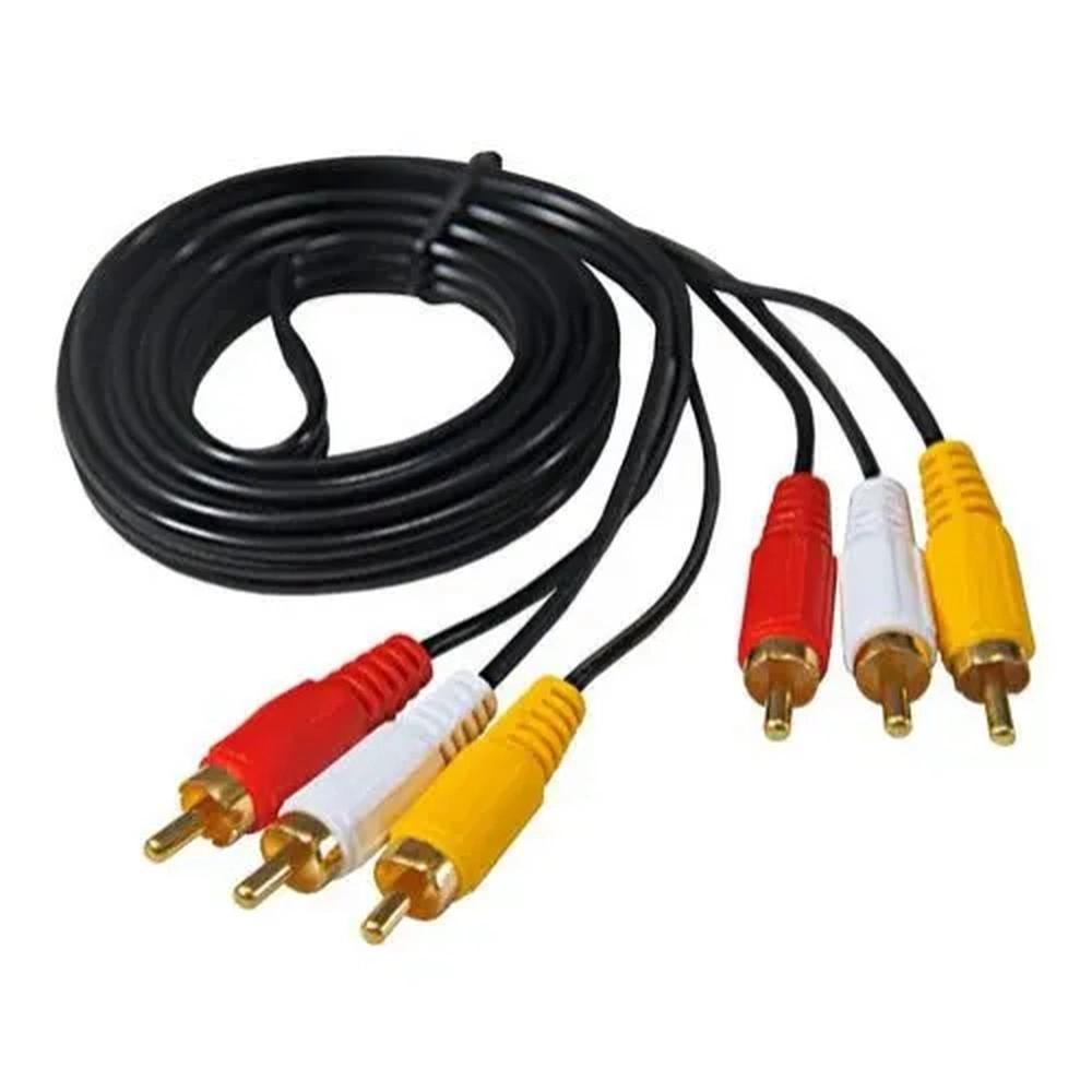 Adapatador 3 RCA macho para 3 RCA macho de áudio e vídeo cabo AV 1,5M