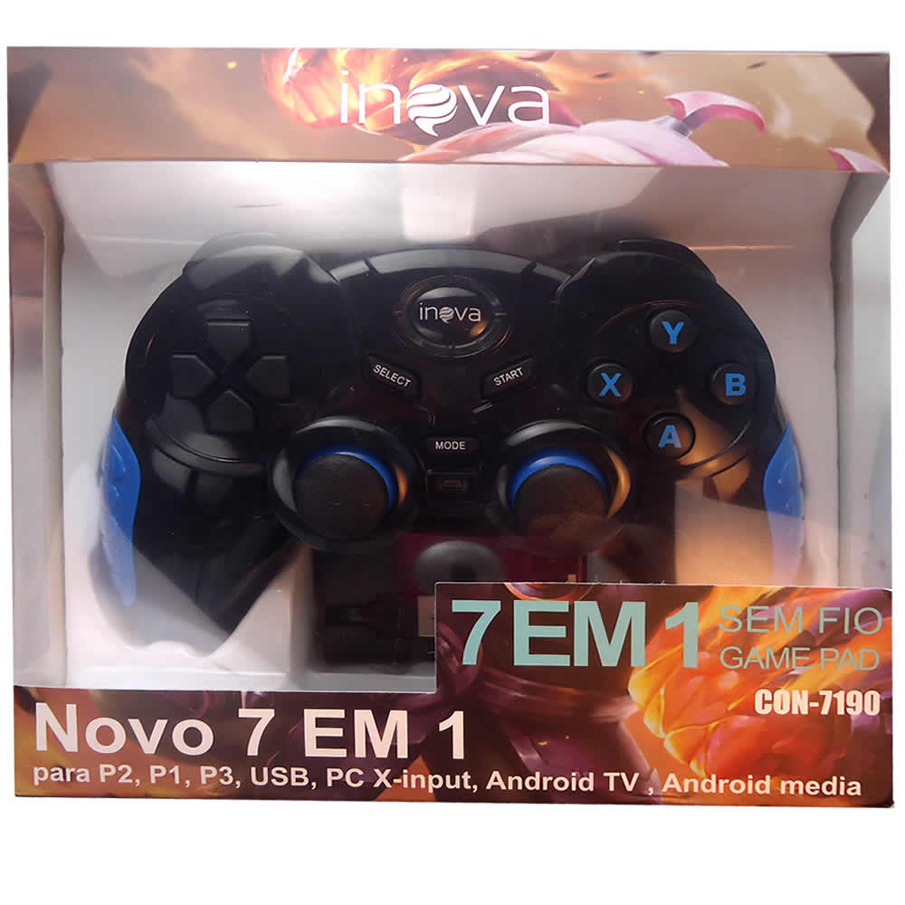 Controle Joystick Sem Fio Novo 7 em 1P2-P3-Usb-Pc-TvBox-Android Inova