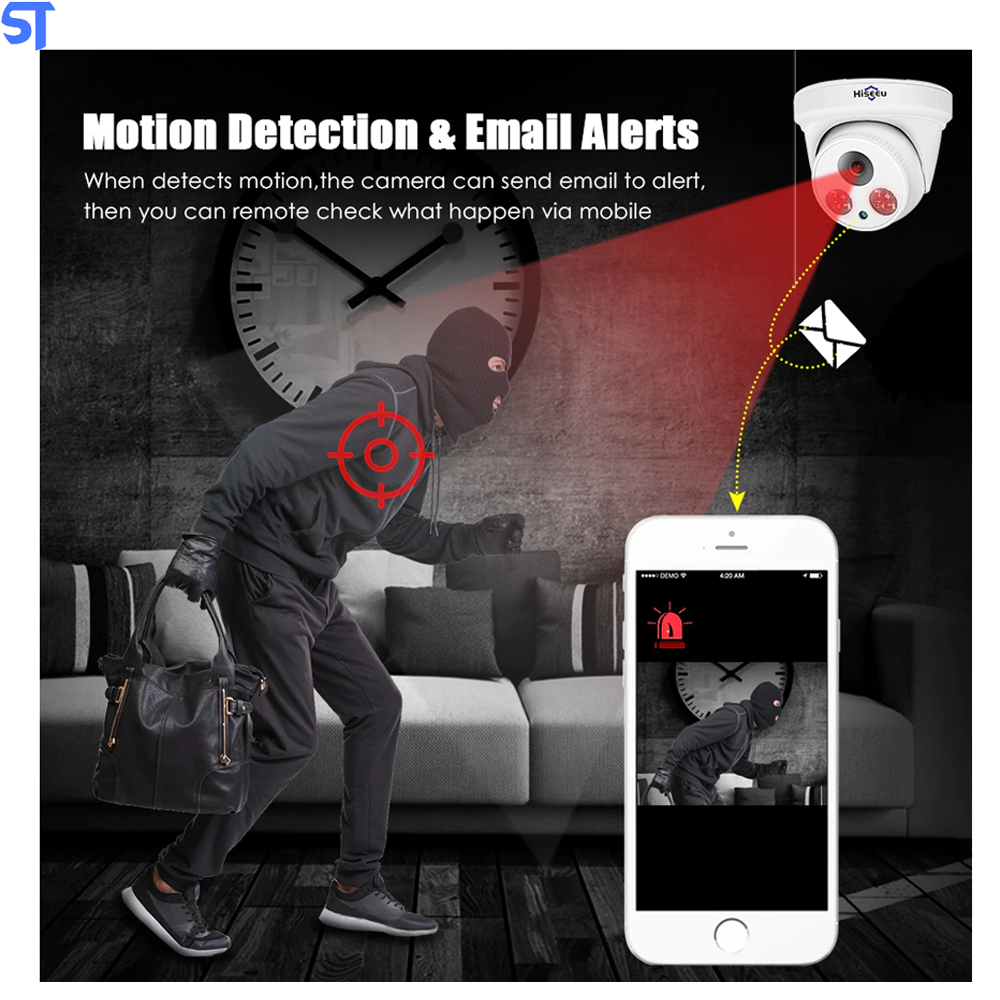 Câmera Ip Dome Poe Hiseeu 5 Mpx  Com Detecção De Movimento - HC615-P