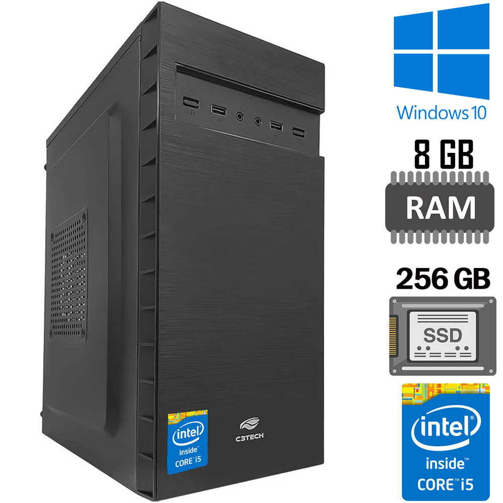 Computador Core i5, 3470, SSD 256GB, Memória Ram 8GB, Gab MT-32BK, Windows 10