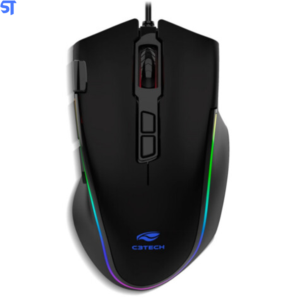 Mouse Gamer C3Tech Fury Usb 7000 DPI Led RGB - MG-520BK