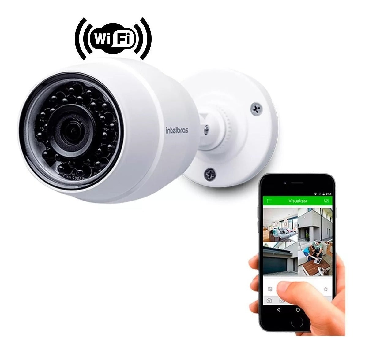 Camera de Seguranca Intelbras Wi Fi HD iC5 Mibo IP 66 Resistente à ChuvaInfravermelho 30 Metros