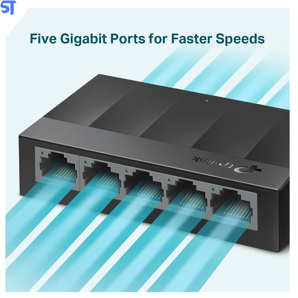 Hub Switch 5 Portas TP-Link LS1005G Gigabit 10/100/1000MBps - Preto