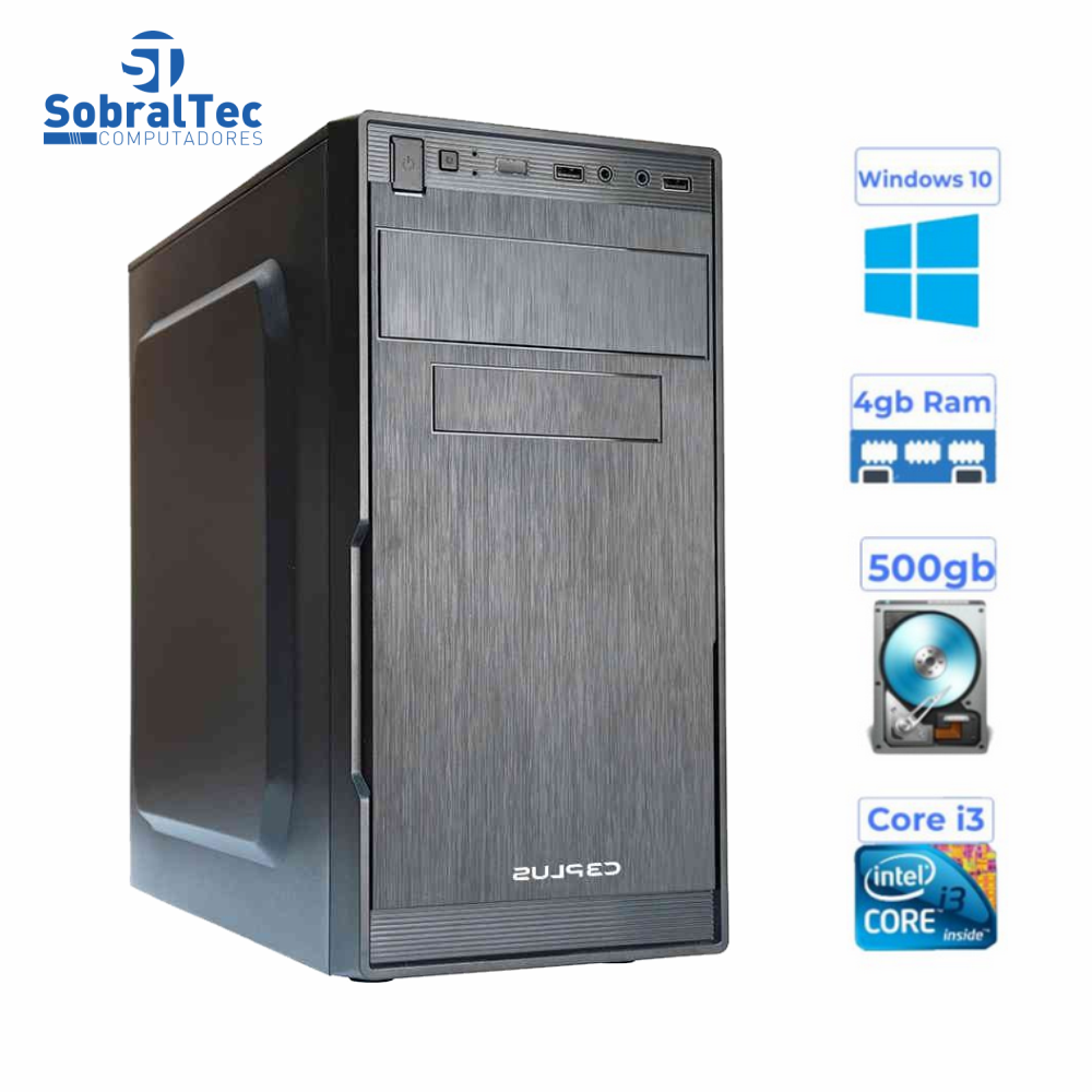 Computador Core i3 - Memória  4GB - HD 500 GB - Gabinete  MICRO-ATX MT-23V2BK Com Fonte 200W C3P