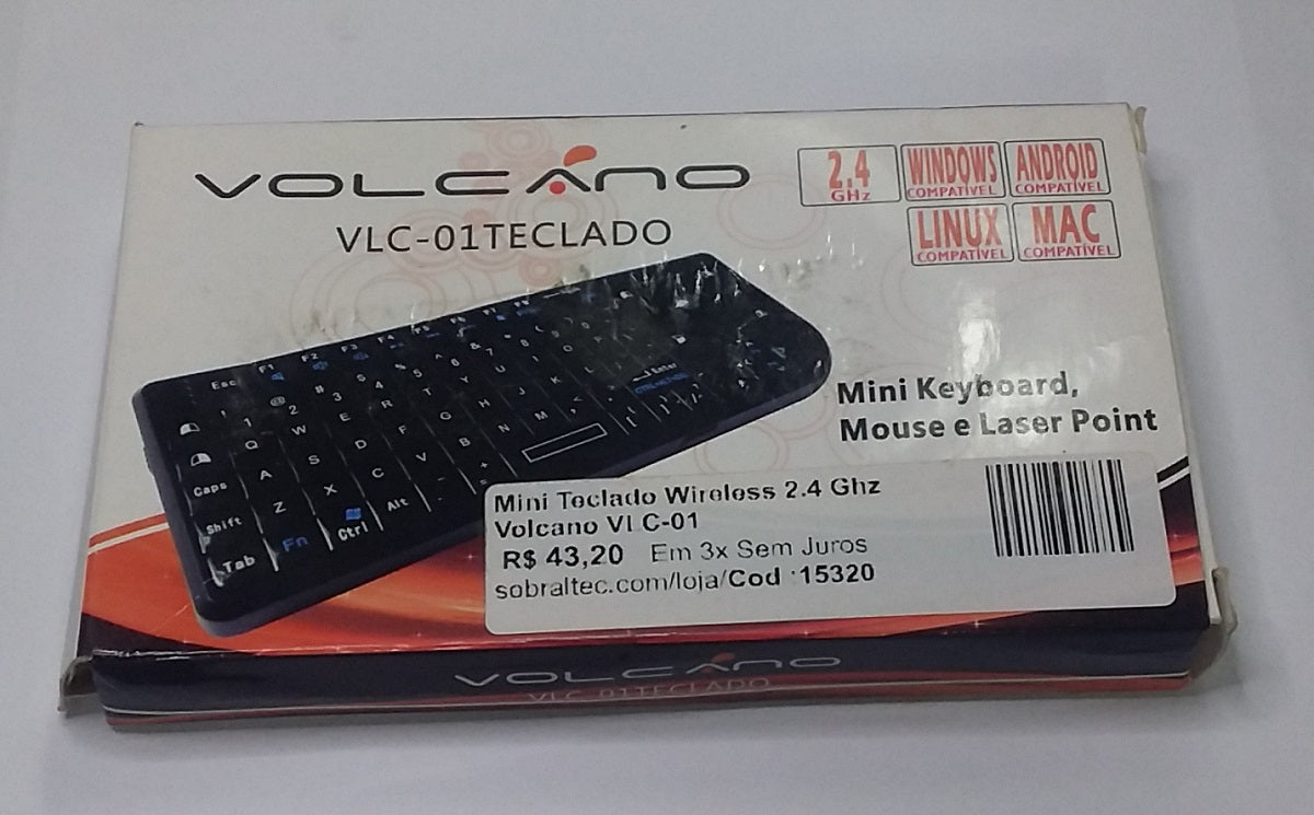 Mini Teclado Wireless 2.4 Ghz Volcano VLC-01