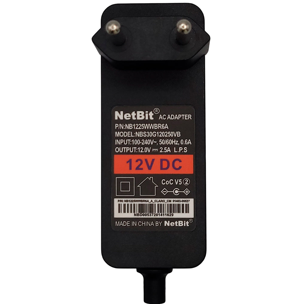 Fonte de Alimentação Notebook Positivo 12V 2.5A Pino Fino 3,5mm x 1,5mm Modelo: NBS30G120250VB