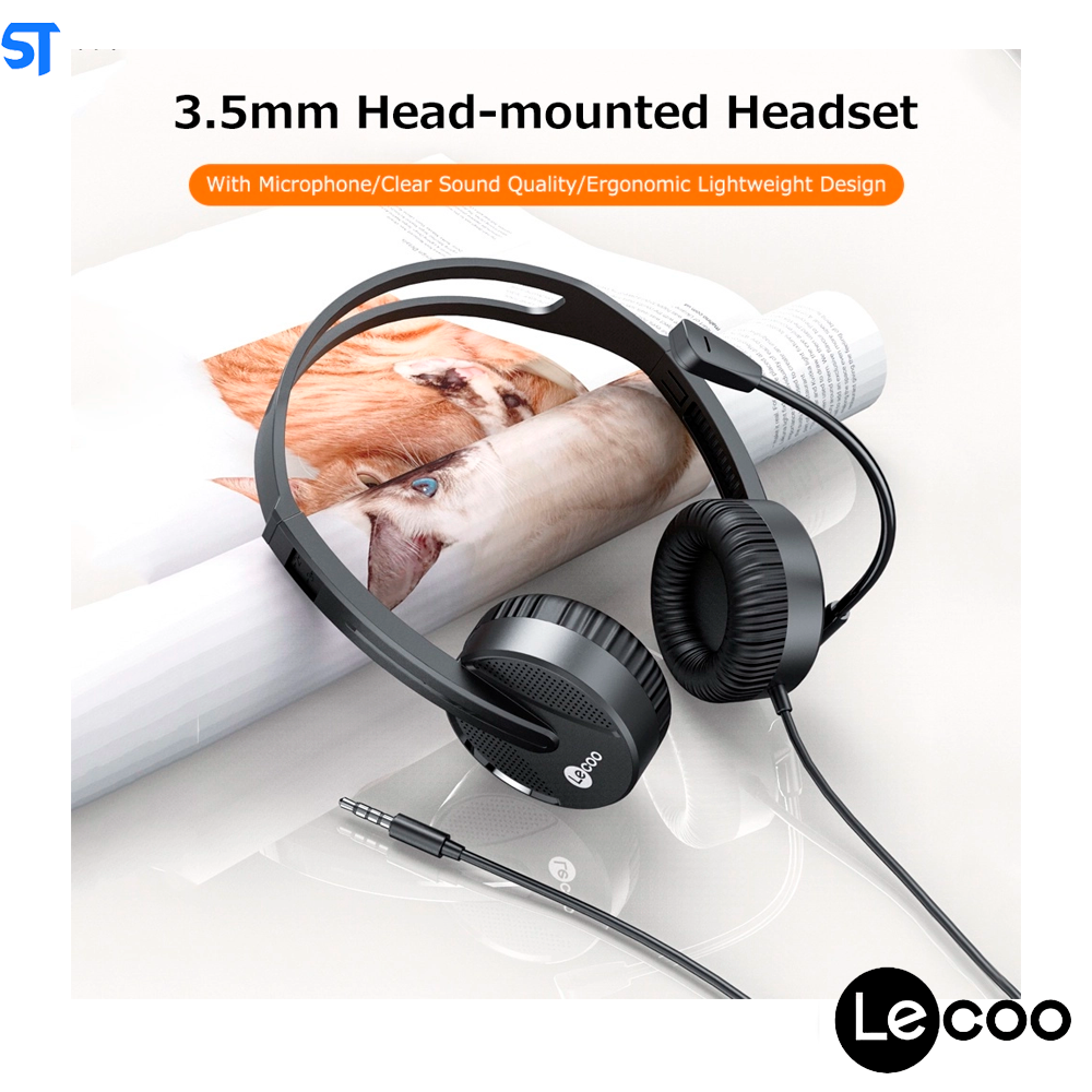 Fone de ouvido Lenovo Lecoo HT106 3,5 mm Com Microfone Ajustável para Chamadas de Voz, Conferêcia