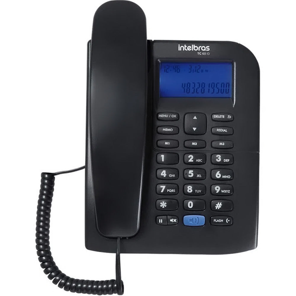 Telefone com Fio Intelbras TC 60 ID com Identificação de Chamadas e Viva-Voz - Preto