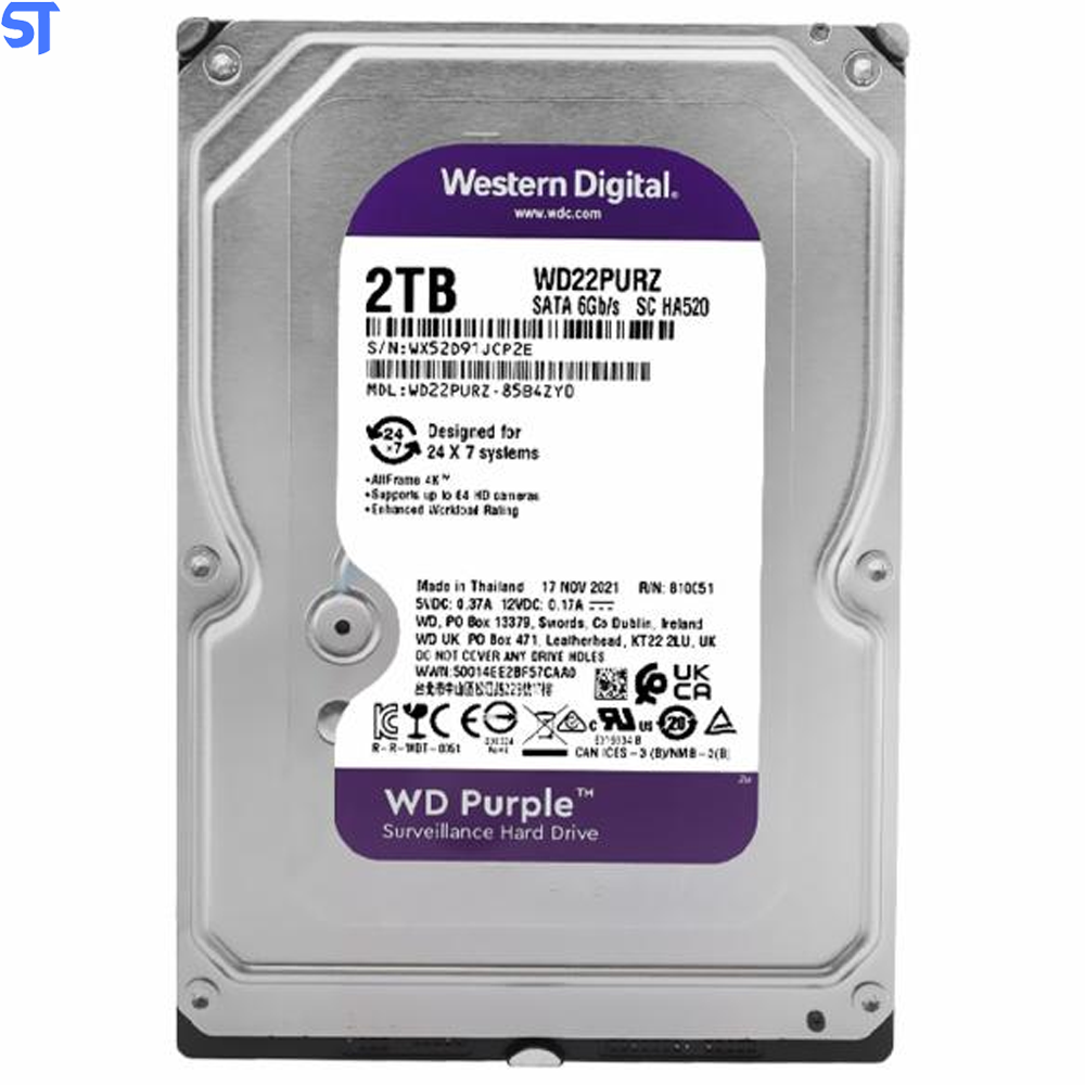 HD Interno para DVR Western Digital 2TB WD Purple 3.5