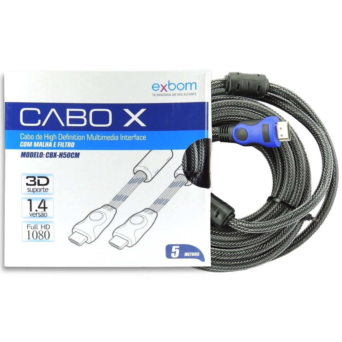 Cabo HDMI 10M Versão 1.4 Com Malha e Filtro od 7.3 Blindado