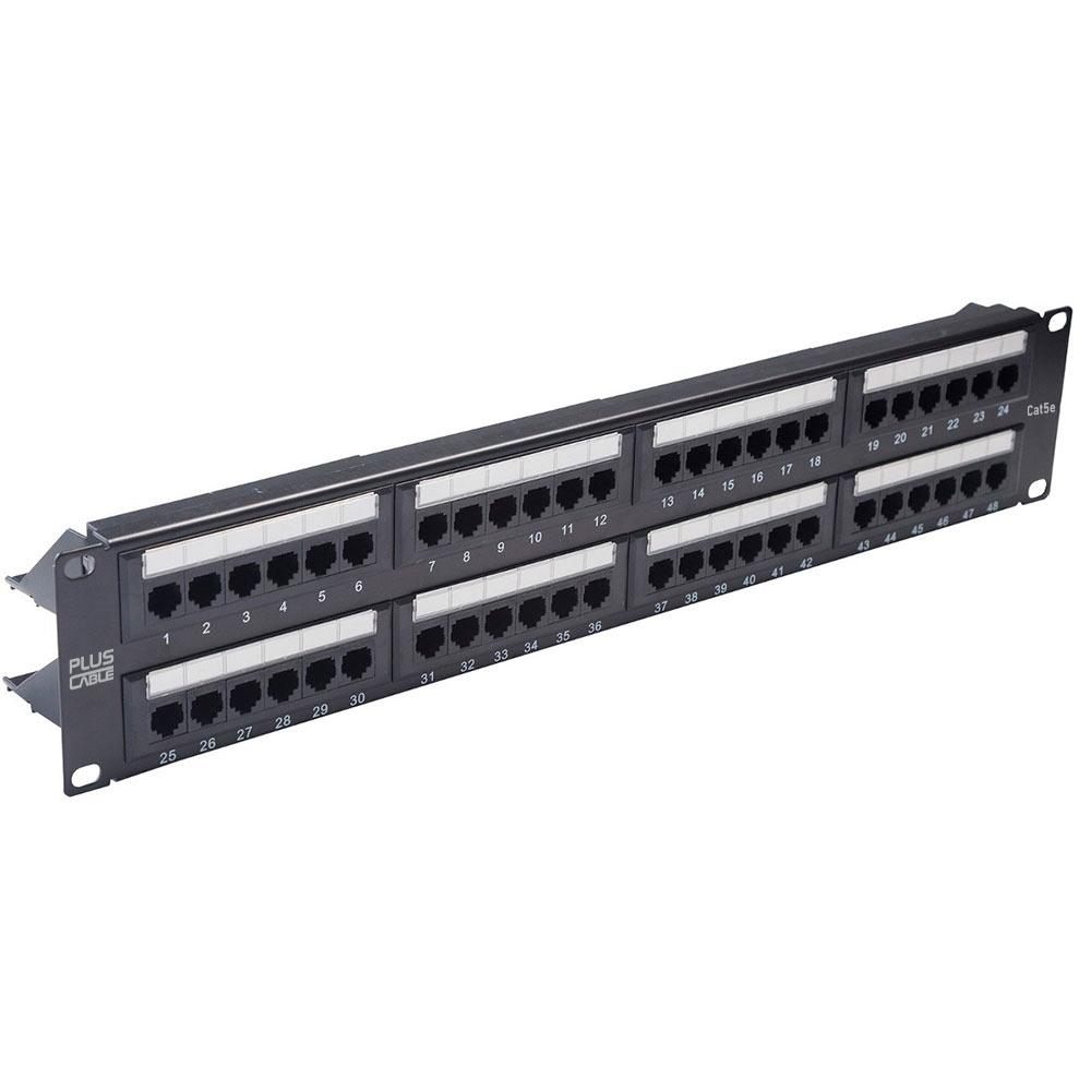 Patch Panel Plus Cable, CAT5E, 48 Portas, Com Guia, CAT.5E, Preto - LA-P548