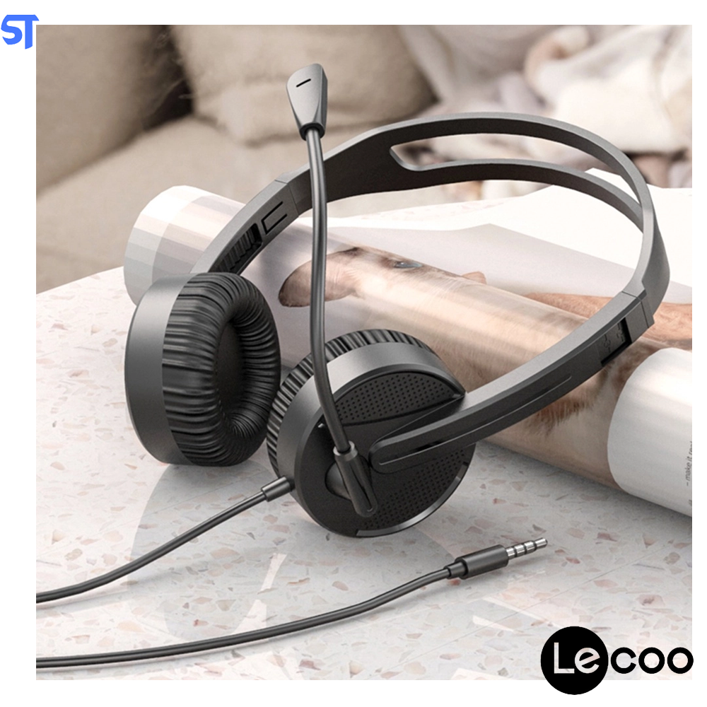 Fone de ouvido Lenovo Lecoo HT106 3,5 mm Com Microfone Ajustável para Chamadas de Voz, Conferêcia